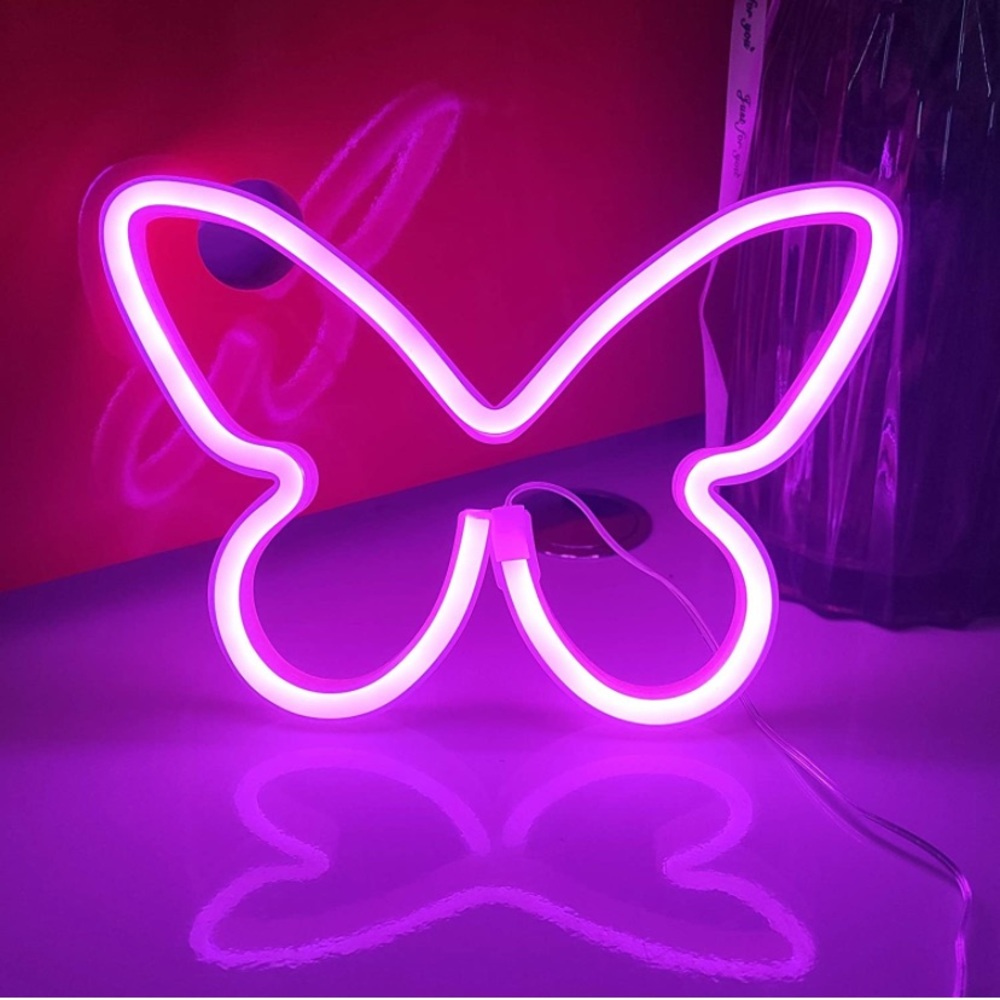 Butterfly pink neon light